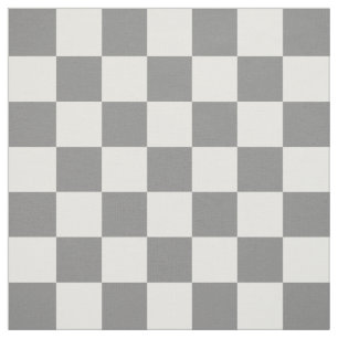 Ash Grey and White Checker Pattern Textile Fabric