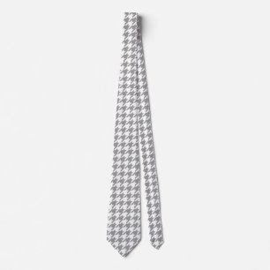 Ash Grey and White Houndstooth Check Neck Tie