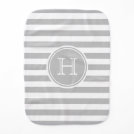 Ash Grey and White Stripe Monogram Burp Cloth Ash Grey and White Stripe Monogram Burp Cloth