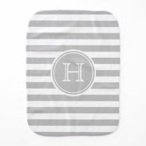 Ash Grey and White Stripe Monogram Burp Cloth Ash Grey and White Stripe Monogram Burp Cloth
