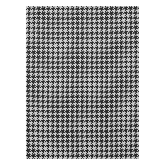 Ash Grey Black Houndstooth Check Tablecloth (Front)