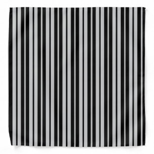 Ash Grey Black Vertical Stripes Pattern Bandana