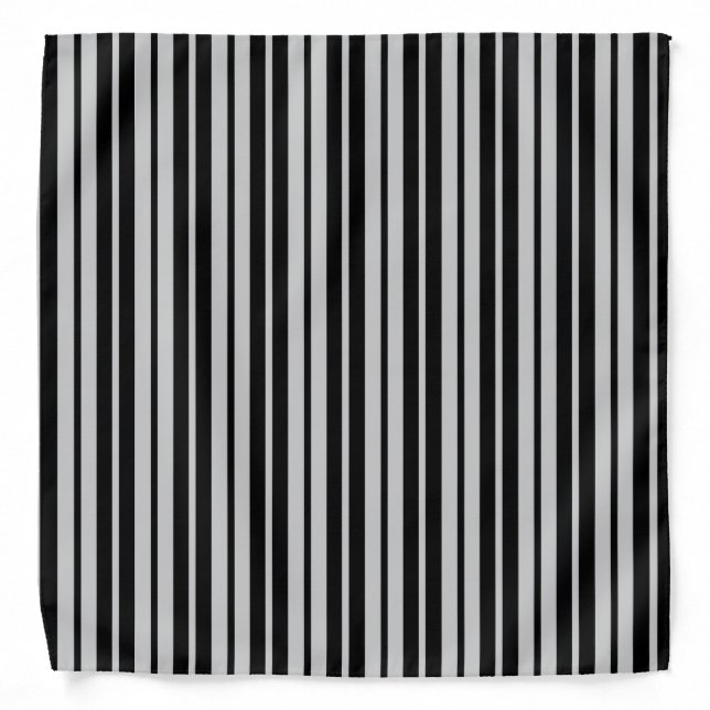 Ash Grey Black Vertical Stripes Pattern Bandana (Front)