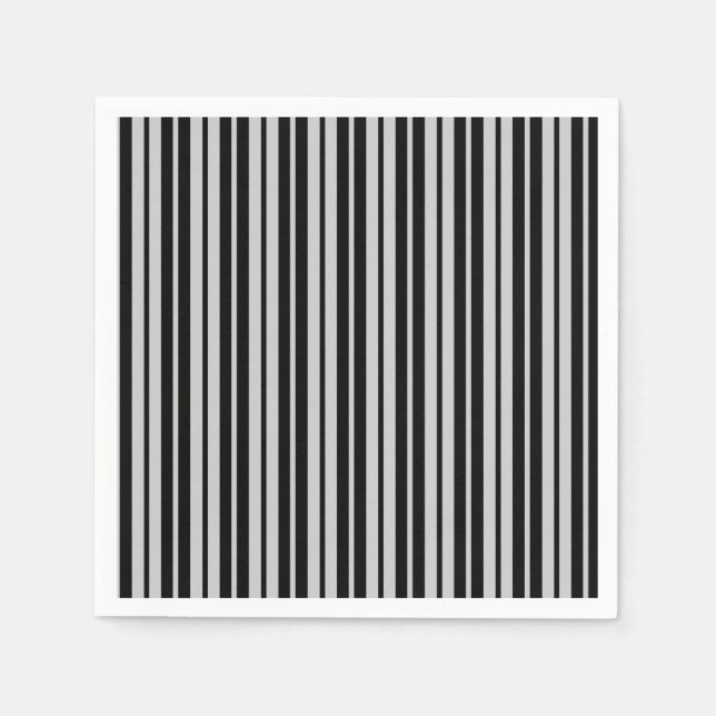 Ash Grey Black Vertical Stripes Pattern Napkins (Front)