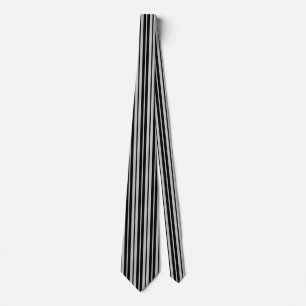 Ash Grey Black Vertical Stripes Pattern Neck Tie