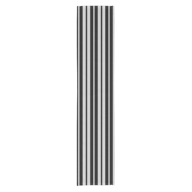 Ash Grey Black Vertical Stripes Pattern Short Table Runner (Front)
