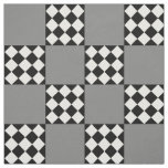 Ash Grey Black White Harlequin Square Shape  Fabric