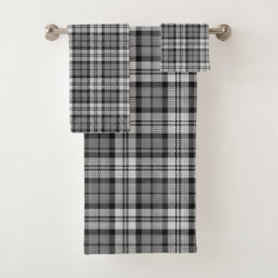 Ash Grey Blackwatch Campbell Tartan Plaid Bath Towel Set