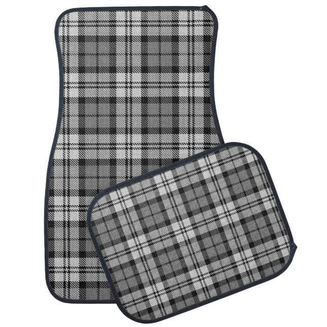 Ash Grey Blackwatch Campbell Tartan Plaid Car Floor Mat (Set)