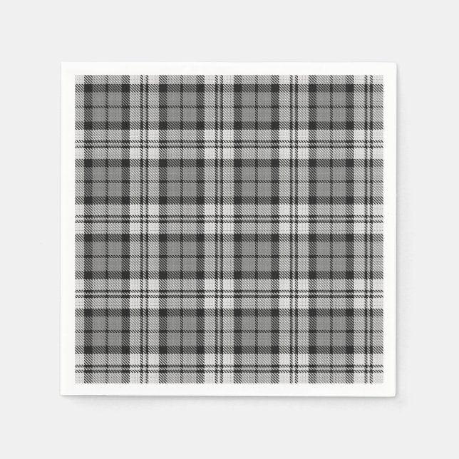 Ash Grey Blackwatch Campbell Tartan Plaid Napkins (Front)