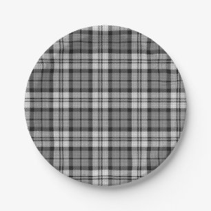 Ash Grey Blackwatch Campbell Tartan Plaid Paper Plates