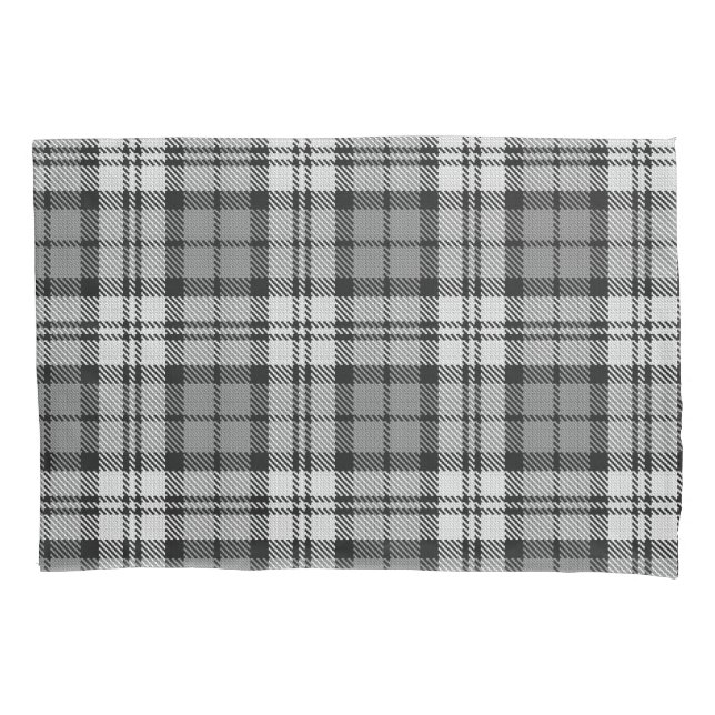 Ash Grey Blackwatch Campbell Tartan Plaid Pillow Case (Front)