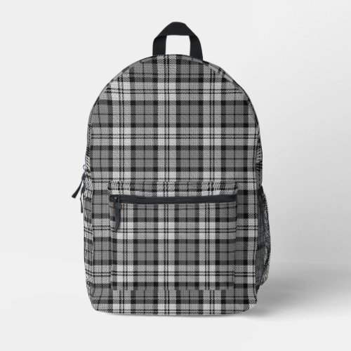 Ash Grey Blackwatch Campbell Tartan Plaid Printed Backpack