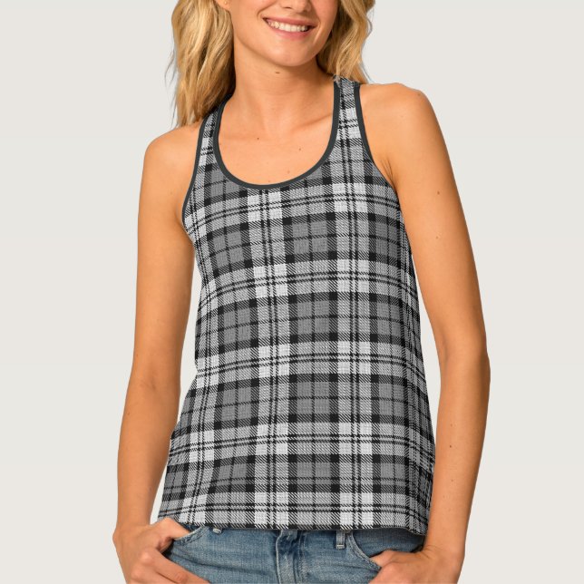 Ash Grey Blackwatch Campbell Tartan Plaid Tank Top (Front)