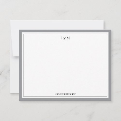 Ash Grey Classic Custom Couple Monogram  Note Card