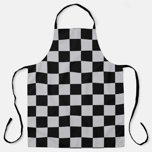 Ash Grey Gray Checker Pattern Design Apron (Front)