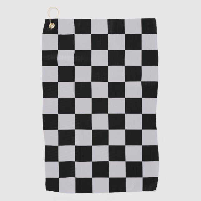 Ash Grey Gray Checker Pattern Design Golf Towel (Front)