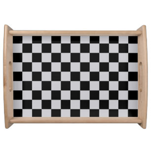 Ash Grey Gray Checker Pattern Design Serving Tray