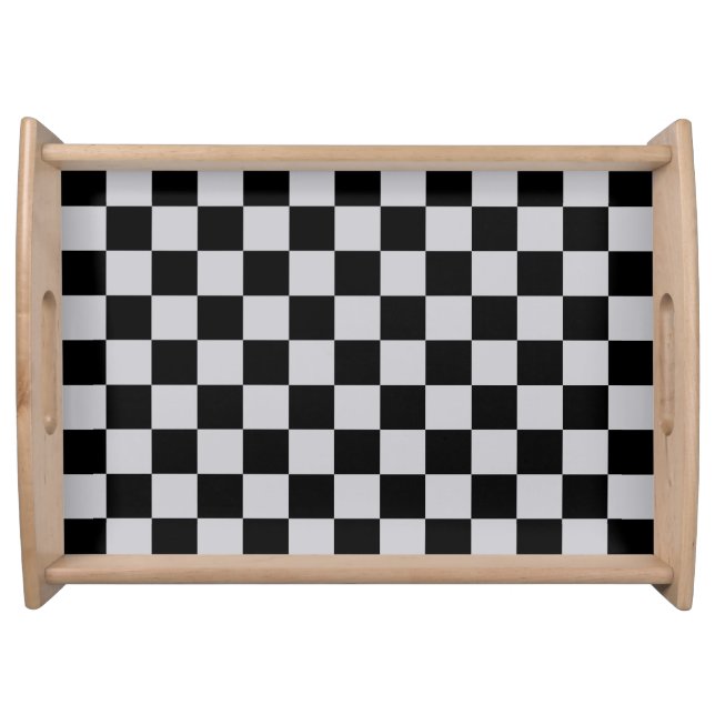 Ash Grey Gray Checker Pattern Design Serving Tray (Front)