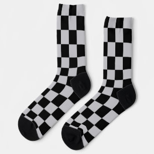 Ash Grey Gray Checker Pattern Design Socks