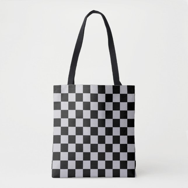 Ash Grey Gray Checker Pattern Design Tote Bag (Front)