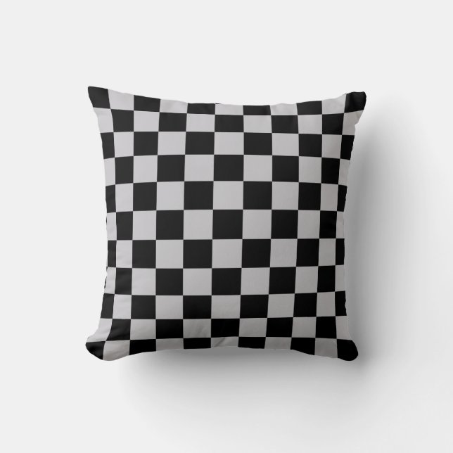 Ash Grey Gray Checkered  Throw Pillow (Front)