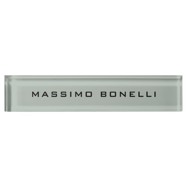 Ash Grey Minimalist Plain Legible Modern Desk Name Plate (Front)