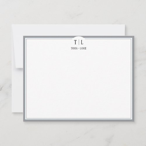 Ash Grey Monogram Initials Couple Custom Wedding Note Card