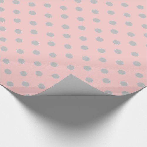 Ash Grey Polka Dot Circles on Baby Pink Wrapping Paper