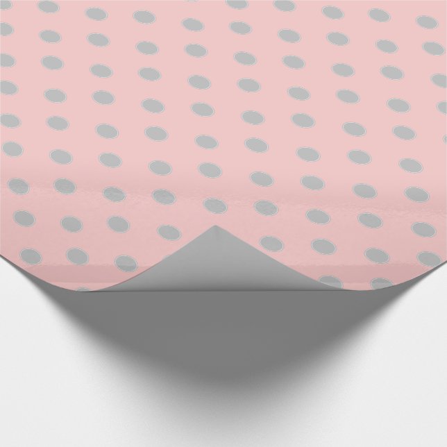 Ash Grey Polka Dot Circles on Baby Pink Wrapping Paper (Corner)