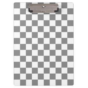 Ash Grey White Checkered Check Pattern Clipboard