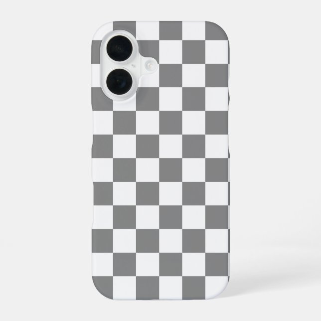Ash Grey White Checkered Check Pattern Iphone Case (Back)