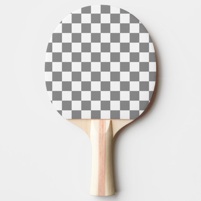 Ash Grey White Checkered Check Pattern Ping Pong Paddle (Front)
