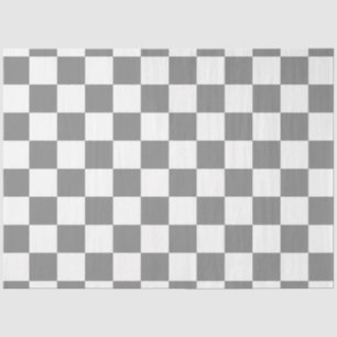 Ash Grey White Checkered Check Pattern Tissue Paper