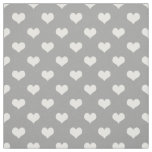 Ash Grey White Love Heart Pattern Design  Fabric
