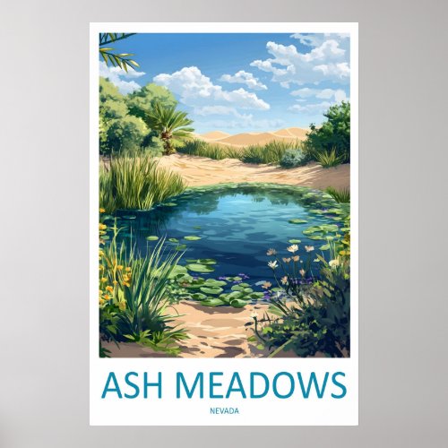 Ash Meadows Vintage Travel Poster Ski National