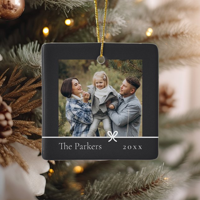 Ash | Minimalist Bow Double Sided Photo Ceramic Ornament (Creator Uploaded)