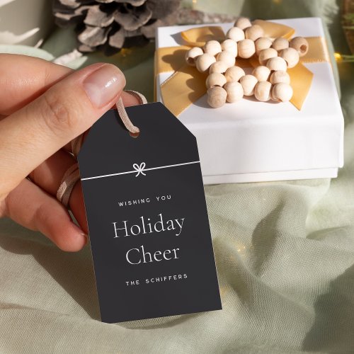 Ash  Modern Bow Simple Minimal Holiday Cheer Gift Tags