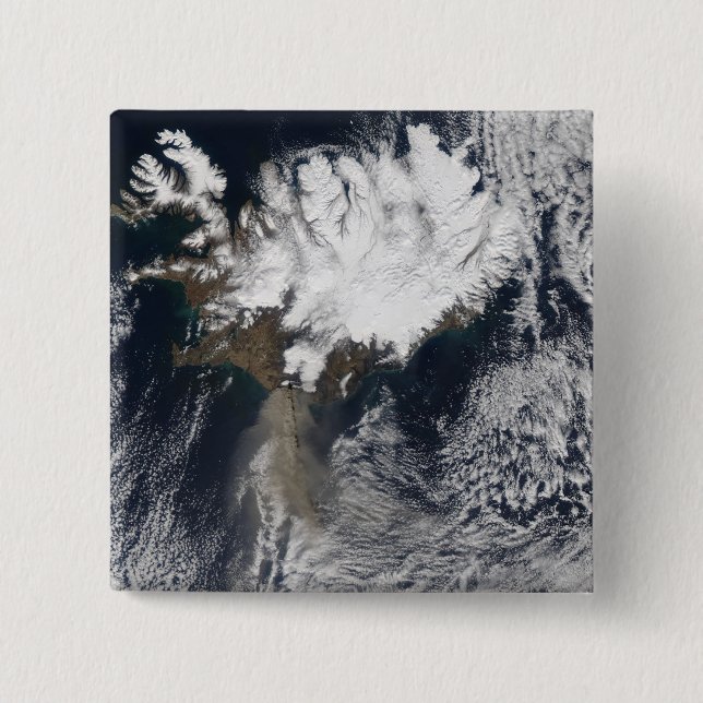 Ash plume from Eyjafjallajokull Volcano, Icelan Button (Front)