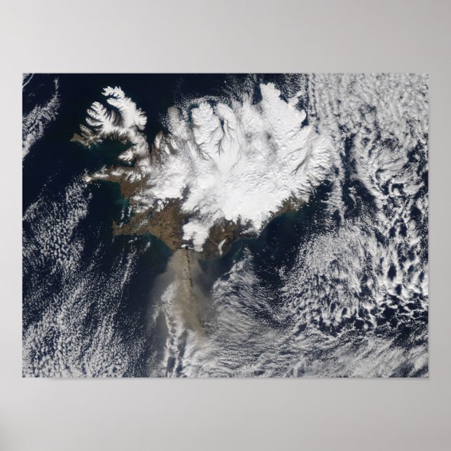 Ash plume from Eyjafjallajokull Volcano, Icelan Poster (Front)