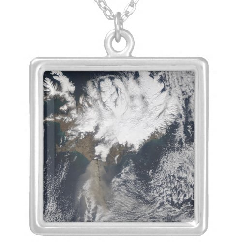 Ash plume from Eyjafjallajokull Volcano Icelan Silver Plated Necklace