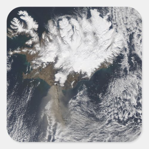 Ash plume from Eyjafjallajokull Volcano Icelan Square Sticker