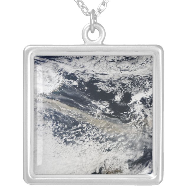 Ash plume from Eyjafjallajokull Volcano Silver Plated Necklace (Front)