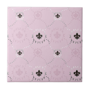 Ash rose Fleur de Lis, French Lili silver pattern Ceramic Tile