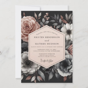 Ash Rose Somber Flora Wedding Invitation