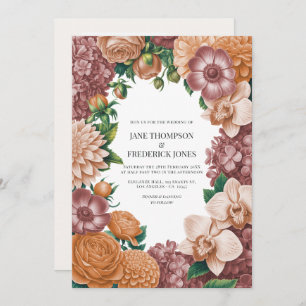 Ash Rose, Vintage Peach & Soft Terracotta Wedding Invitation