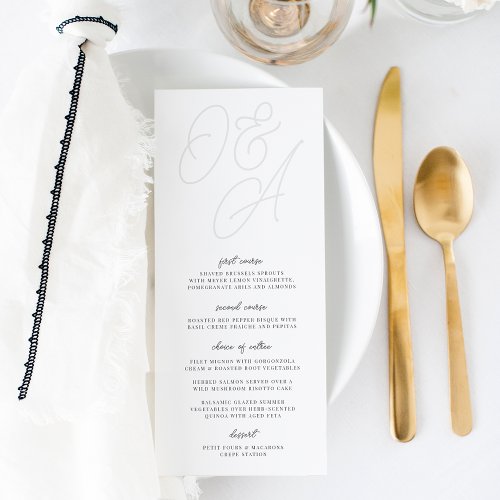 Ash  Script Watermark Monogram Wedding Menu