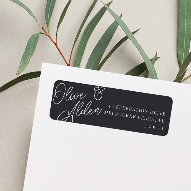 Ash | Script Watermark Wedding Return Address Label (Creator Uploaded)