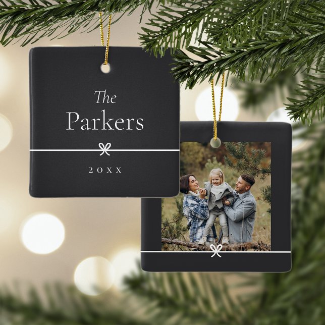 Ash | Simple Minimal Bow Photo Ceramic Ornament (Creator Uploaded)