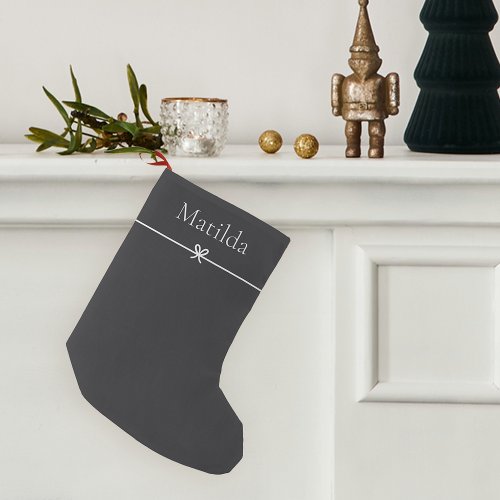 Ash  Simple Minimalist Bow Personalized Small Christmas Stocking